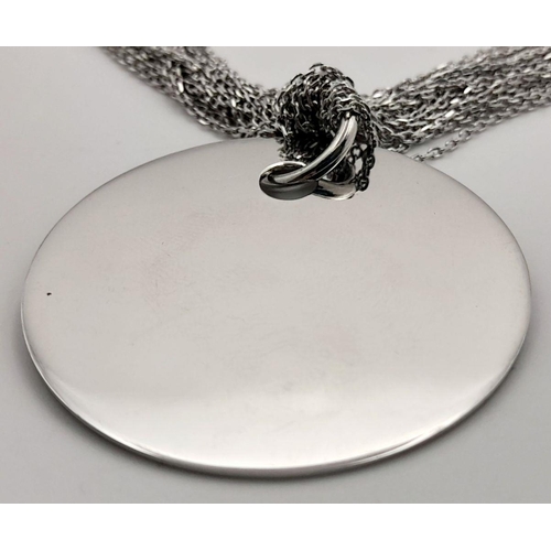 930 - A STERLING SILVER MULTI STRAND NECKLACE WITH PENDANT ENGRAVED WITH THE WORD LOVE IN MANY LANGUAGES 3... 