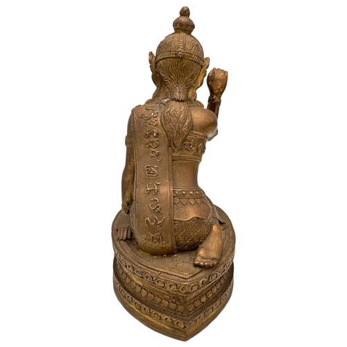 895 - An antique Thai Nang Kwak bronze Buddhist deity statue, a goddess who brings good fortune, prosperit... 