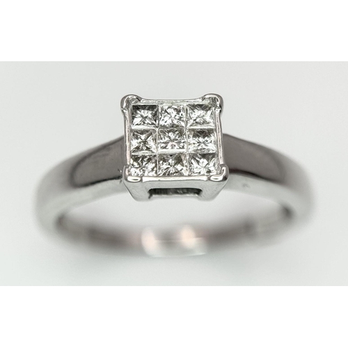 1136 - AN 18K WHITE GOLD DIAMOND SET RING 0.25CT 3G TOTAL WEIGHT, SIZE M. Ref: SC 8085