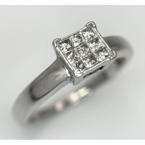 1136 - AN 18K WHITE GOLD DIAMOND SET RING 0.25CT 3G TOTAL WEIGHT, SIZE M. Ref: SC 8085