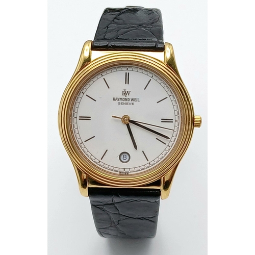 1347 - A Gold-Plated Raymond Weil Quartz Date Dress Watch Model 5539. 34mm Case. New Battery Fitted Novembe... 