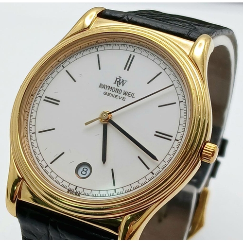 1347 - A Gold-Plated Raymond Weil Quartz Date Dress Watch Model 5539. 34mm Case. New Battery Fitted Novembe... 