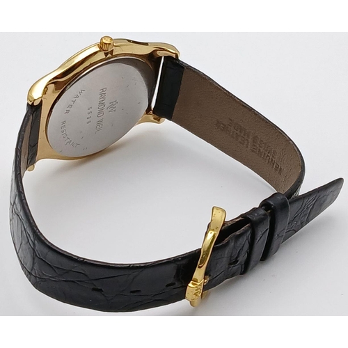 1347 - A Gold-Plated Raymond Weil Quartz Date Dress Watch Model 5539. 34mm Case. New Battery Fitted Novembe... 