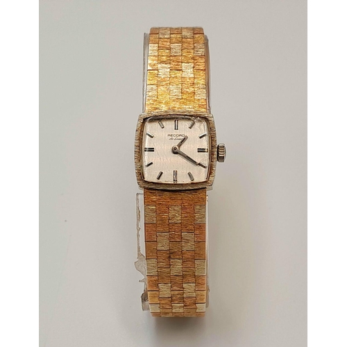 10 - A Wonderful Vintage 9k Tri Coloured Gold Record De Luxe Ladies Watch. Yellow, white and rose 9k gold... 