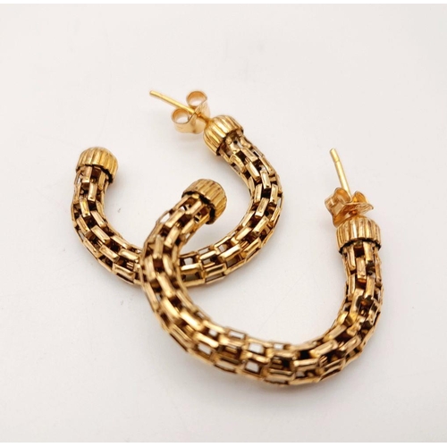 484 - A Pair of 14K Gold Filled Intricate Hoop Earrings. 4g