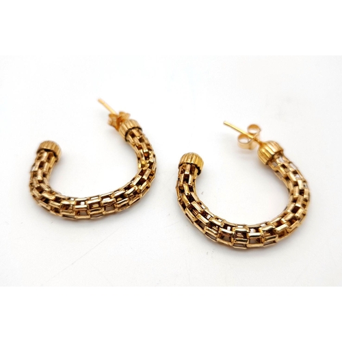 484 - A Pair of 14K Gold Filled Intricate Hoop Earrings. 4g