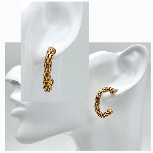 484 - A Pair of 14K Gold Filled Intricate Hoop Earrings. 4g