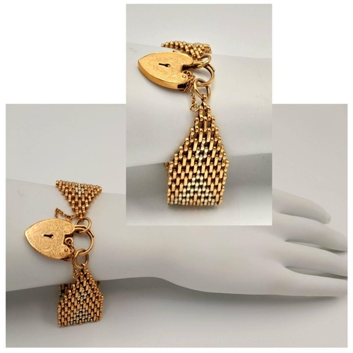 8 - A Brilliantly Crafted 9k Gold Bracelet. Woven effect links of yellow and rose gold with a heart clas... 