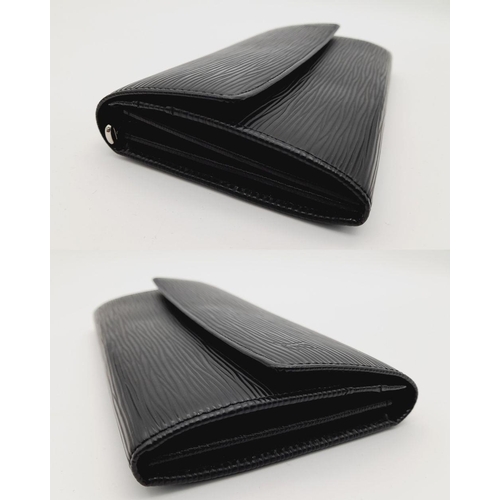 241 - A Louis Vuitton Black Epi Leather Sarah Wallet. Black Epi leather exterior with silver-toned hardwar... 