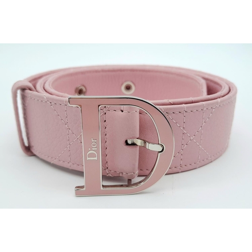 704 - A Christian Dior Pink Leather Belt. 100cm total length. In good condition. Please see photos or requ... 