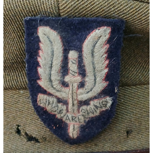 127 - A WW2 British S.A.S Officers Cap with original metal clip backed cloth cap badge.