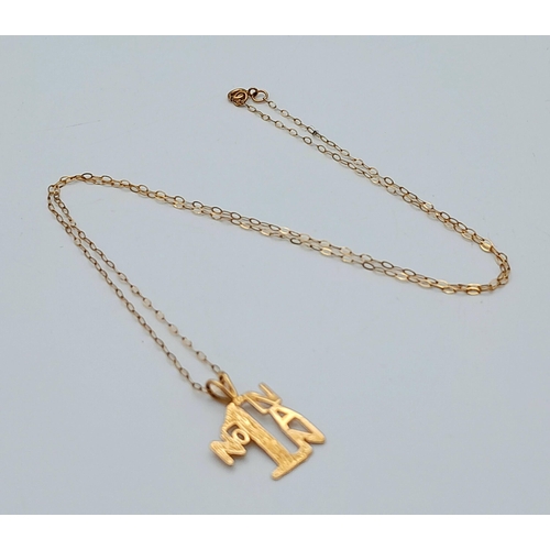 140 - Attractive 9 carat GOLD ‘No 1 NAN’ PENDANT mounted on a fine 9 carat GOLD CHAIN NECKLACE. 0.78 grams... 