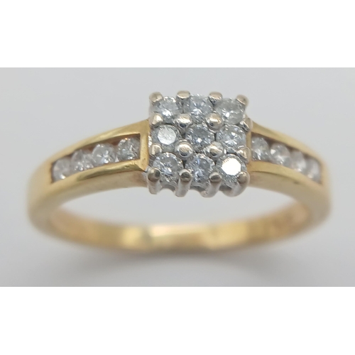 156 - AN 18K YELLOW GOLD DIAMOND RING 0.33CT. 2.9G IN WEIGHT. SIZE L AND 1/2. Ref: SC 1068