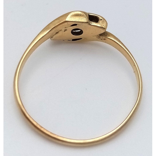 161 - Antique 18 CARAT GOLD and PLATINUM RING. Consisting an 18 carat GOLD RING in Crossover style with DI... 