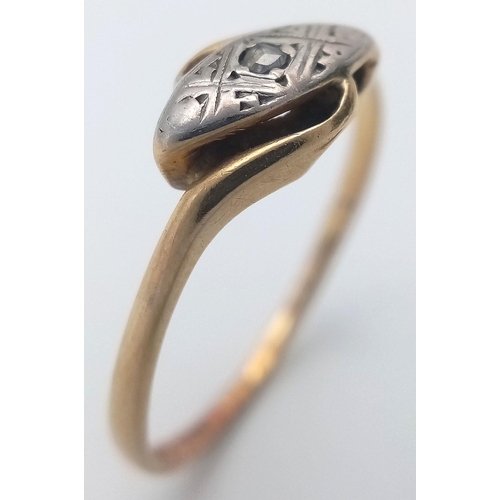 161 - Antique 18 CARAT GOLD and PLATINUM RING. Consisting an 18 carat GOLD RING in Crossover style with DI... 