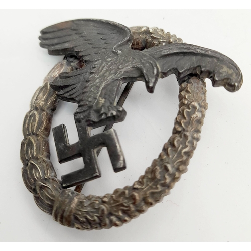 176 - A 3rd Reich Luftwaffe Observers Badge. Maker Marked: “BSW” for Brüder Schneider Wien. One of the riv... 