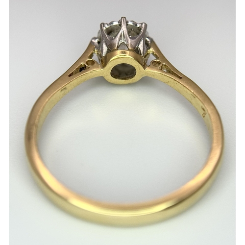 184 - AN 18K YELLOW GOLD DIAMOND SOLITAIRE RING. 0.25CT. 2.55G TOTAL WEIGHT. SIZE M. Ref: 8866