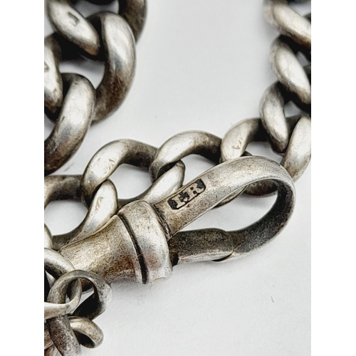 189 - Antique SILVER WATCH CHAIN. Every link having the SILVER ASSAY mark. Hallmark for L. Rosenthal, Birm... 