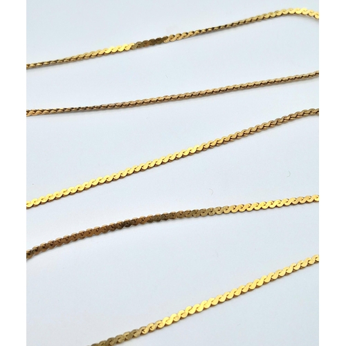 196 - Italian 9 CARAT GOLD FLAT SOLID LINK NECKLACE. Fully hallmarked. 2.5 grams. 50 cm. (20”).