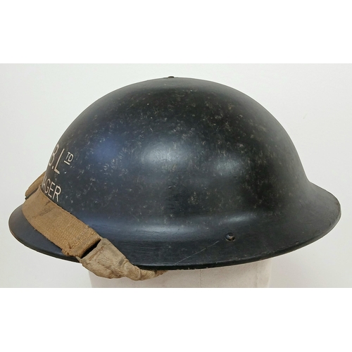 204 - A WW2 British Homefront Plasfort Fibre Lightweight Helmet. Supplied by the hatters Dunn & Co. Worn b... 