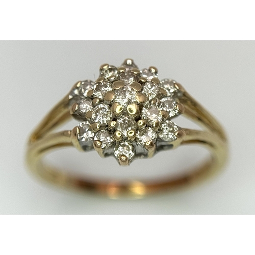 240 - A 14K YELLOW GOLD DIAMOND RING 0.25CT. 2.55G TOTAL WEIGHT. SIZE K AND 1/2. Ref: SC 1041