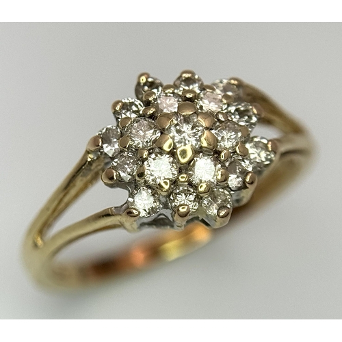 240 - A 14K YELLOW GOLD DIAMOND RING 0.25CT. 2.55G TOTAL WEIGHT. SIZE K AND 1/2. Ref: SC 1041