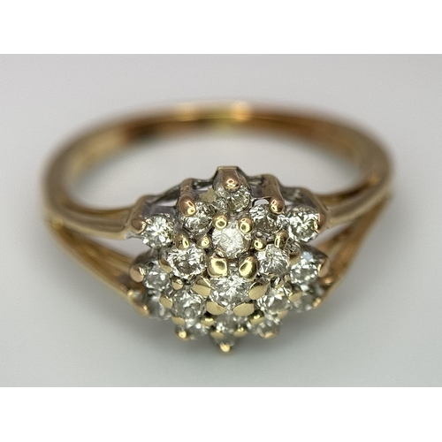 240 - A 14K YELLOW GOLD DIAMOND RING 0.25CT. 2.55G TOTAL WEIGHT. SIZE K AND 1/2. Ref: SC 1041