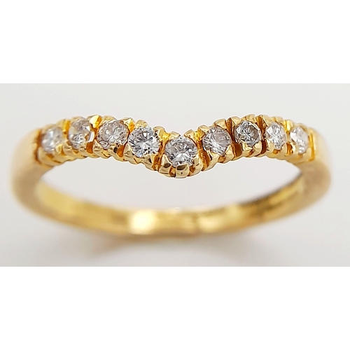 268 - AN 18K YELLOW GOLD ( TESTED ) DIAMOND BAND RING. 0.20CT. 2.1G IN WEIGHT. SIZE L. Ref: SC 1047