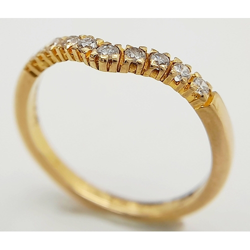 268 - AN 18K YELLOW GOLD ( TESTED ) DIAMOND BAND RING. 0.20CT. 2.1G IN WEIGHT. SIZE L. Ref: SC 1047