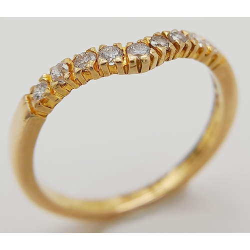 268 - AN 18K YELLOW GOLD ( TESTED ) DIAMOND BAND RING. 0.20CT. 2.1G IN WEIGHT. SIZE L. Ref: SC 1047