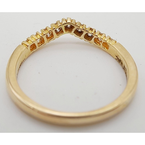 268 - AN 18K YELLOW GOLD ( TESTED ) DIAMOND BAND RING. 0.20CT. 2.1G IN WEIGHT. SIZE L. Ref: SC 1047