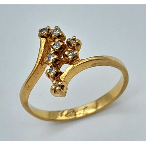 310 - AN 18K YELLOW GOLD FANCY DIAMOND RING. 2.2G TOTAL WEIGHT. SIZE L. Ref: SC 1067