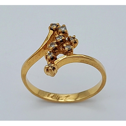 310 - AN 18K YELLOW GOLD FANCY DIAMOND RING. 2.2G TOTAL WEIGHT. SIZE L. Ref: SC 1067