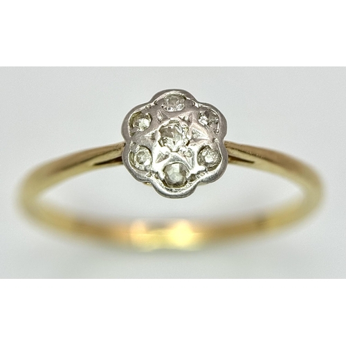 331 - AN 18K YELLOW GOLD ( TESTED ) VINTAGE OLD CUT DIAMOND RING. 1.85G TOTAL WEIGHT. SIZE N AND 1/2. Ref:... 