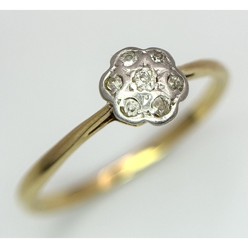 331 - AN 18K YELLOW GOLD ( TESTED ) VINTAGE OLD CUT DIAMOND RING. 1.85G TOTAL WEIGHT. SIZE N AND 1/2. Ref:... 