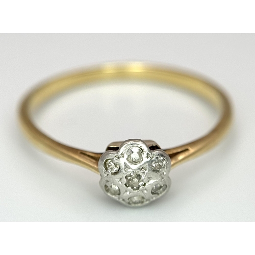 331 - AN 18K YELLOW GOLD ( TESTED ) VINTAGE OLD CUT DIAMOND RING. 1.85G TOTAL WEIGHT. SIZE N AND 1/2. Ref:... 