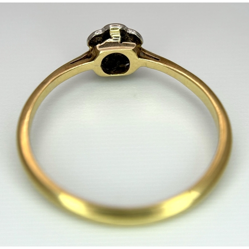 331 - AN 18K YELLOW GOLD ( TESTED ) VINTAGE OLD CUT DIAMOND RING. 1.85G TOTAL WEIGHT. SIZE N AND 1/2. Ref:... 