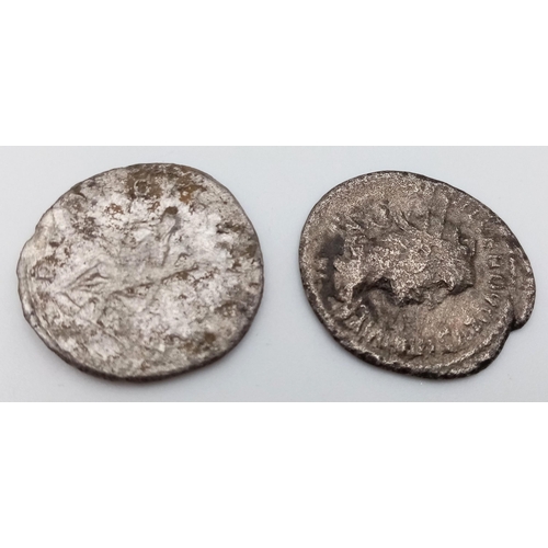 333 - Two Silver Roman Coins Comprising of a Roman Antoninianus 251-253 Volusian Plus One Other Unidentidi... 