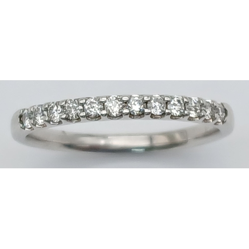 338 - AN 18K WHITE GOLD DIAMOND BAND RING. 0.25CT. 2.3G IN WEIGHT. SIZE P. Ref: SC 1060