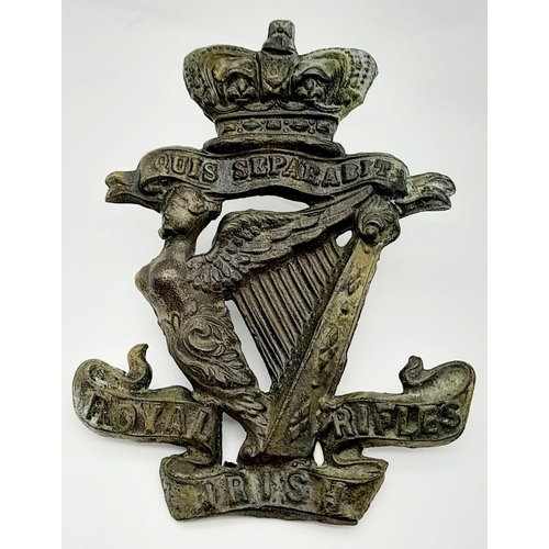 351 - A Boer War Period Royal Irish Rifles Glengarry Badge with Queen Victoria Crown. The badge was found ... 