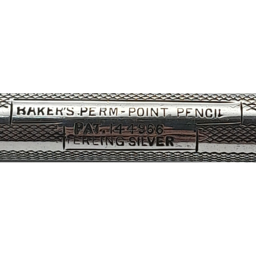 385 - Vintage BAKERS SILVER PROPELLING PENCIL. Attractive Engine turned design.af.