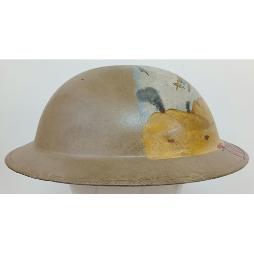 393 - A WW2 British Memorial Helmet with a post War Tribute to “Tobruk”