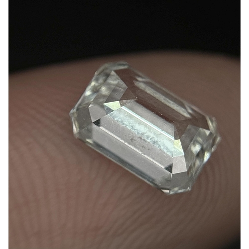 415 - A LAB GROWN EMERALD CUT DIAMOND 1.60CT E VS1 NO FLUORESCENCE TRIPLE X. 0.3G TOTAL WEIGHT. APPROX. 0.... 