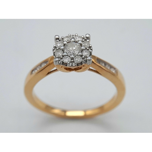 450 - A 9K YELLOW GOLD DIAMOND SET RING 0.32CT. 2.6G IN WEIGHT. SIZE M. Ref: SC 1006