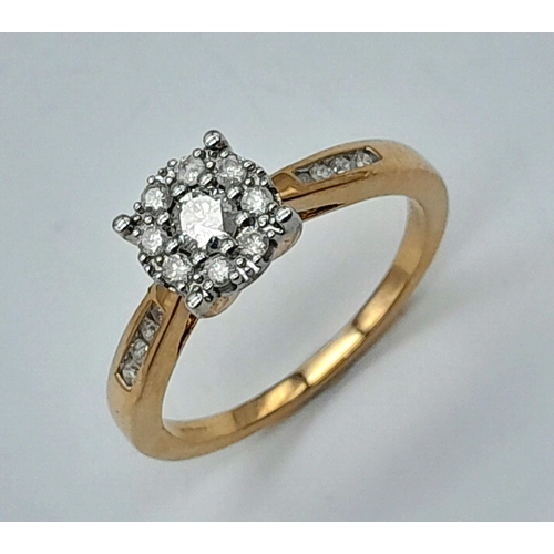 450 - A 9K YELLOW GOLD DIAMOND SET RING 0.32CT. 2.6G IN WEIGHT. SIZE M. Ref: SC 1006