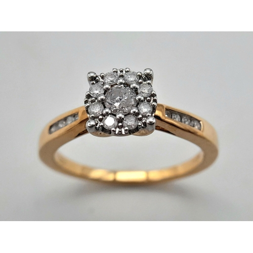 450 - A 9K YELLOW GOLD DIAMOND SET RING 0.32CT. 2.6G IN WEIGHT. SIZE M. Ref: SC 1006