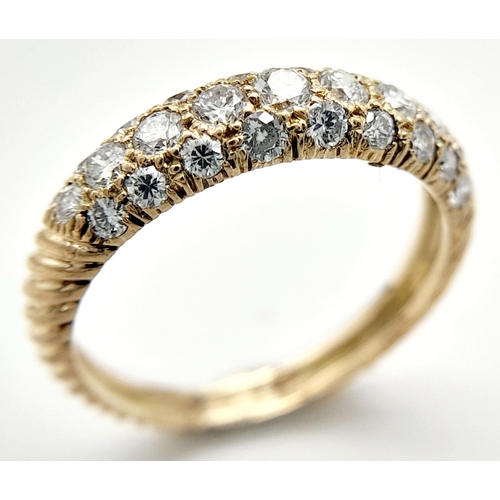 457 - A 9K YELLOW GOLD ( TESTED ) DIAMOND SET BAND RING 0.55CT. 2G TOTAL WEIGHT. SIZE J. Ref: SC 1007