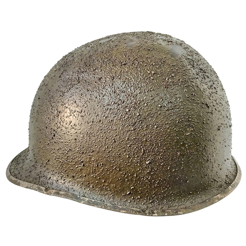 50 - A WW2 US M1 Swivel Bale Front Seam Helmet. Corked and badged to the 34th Infantry Division.