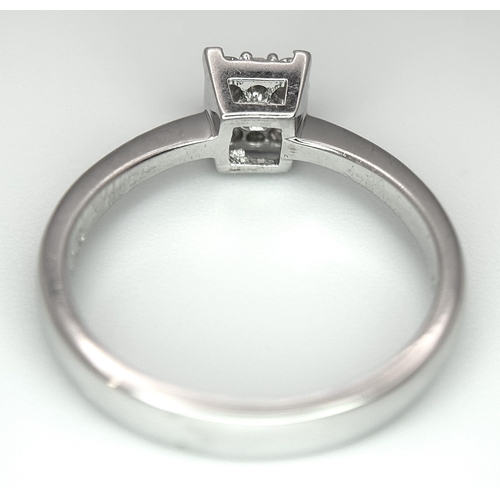 506 - A 9K WHITE GOLD DIAMOND RING 0.15CT. 1.9G IN WEIGHT. SIZE H. Ref: SC 1009