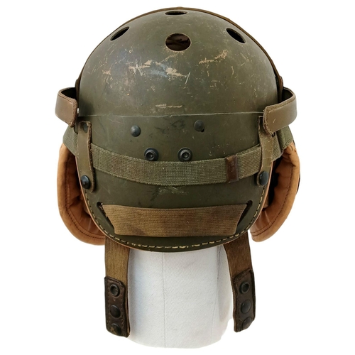 59 - A WW2 US M1938 Tank Helmet. Made by Rawlings who made and still make Baseball gloves and helmets tod... 